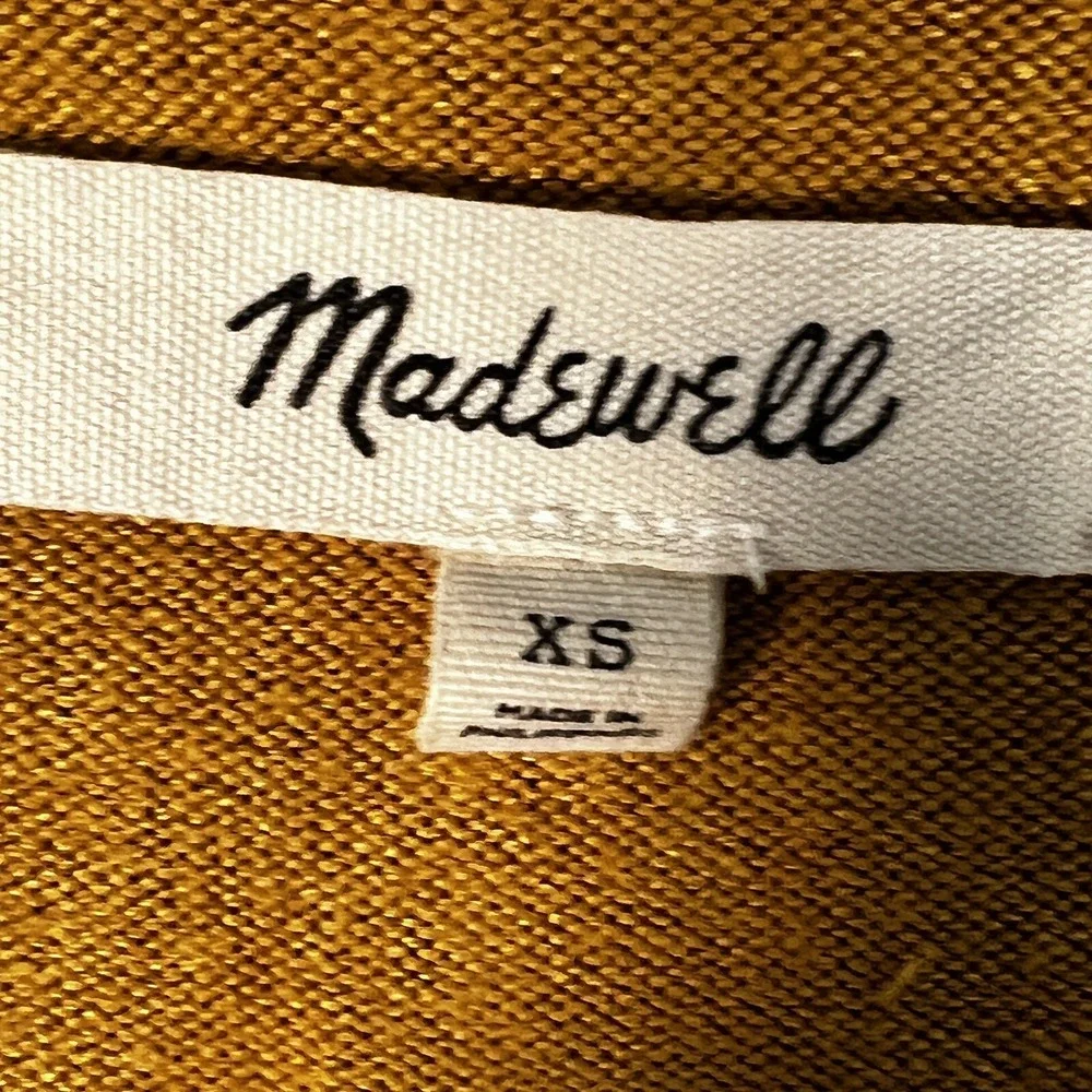 Madewell Mustard Yellow Puff Sleeve Scoop Neck Knit Top XS